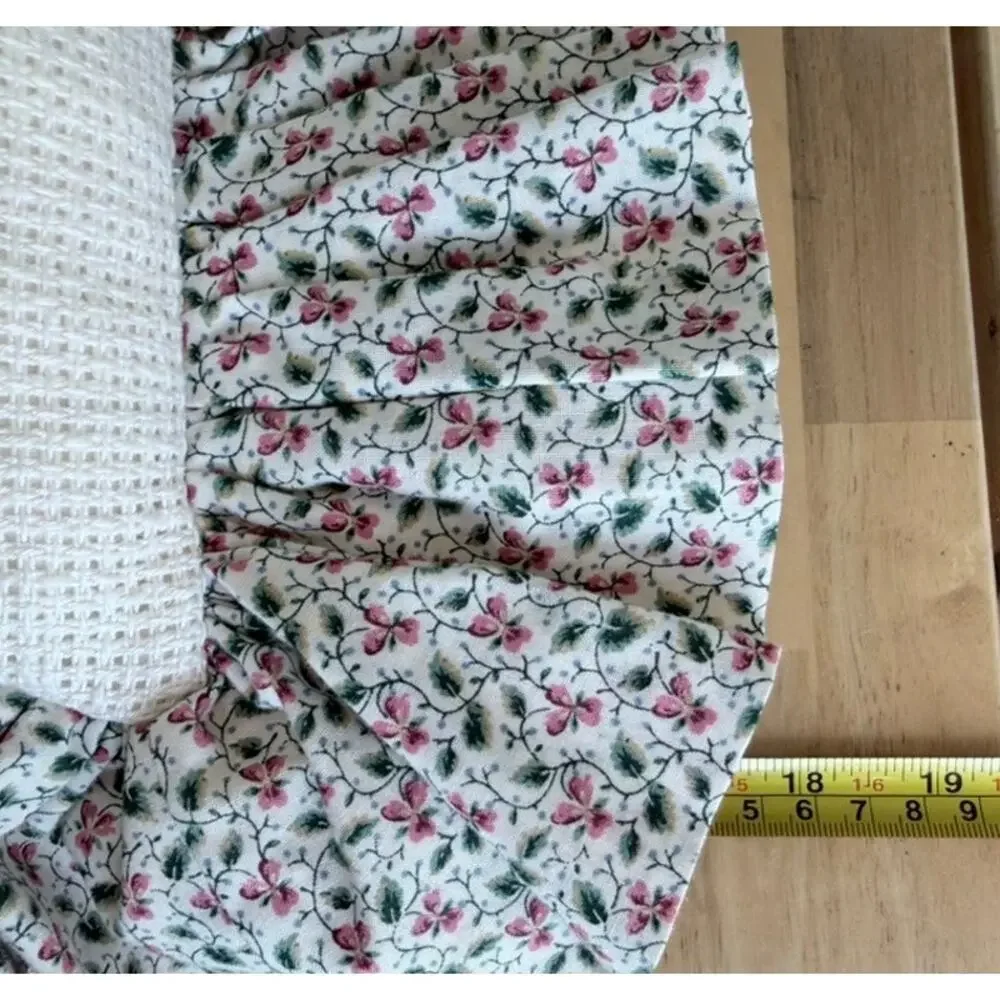 Charming Handmade Needlepoint Flowers Accent Pillows Ruffled Ditsy Floral Trim